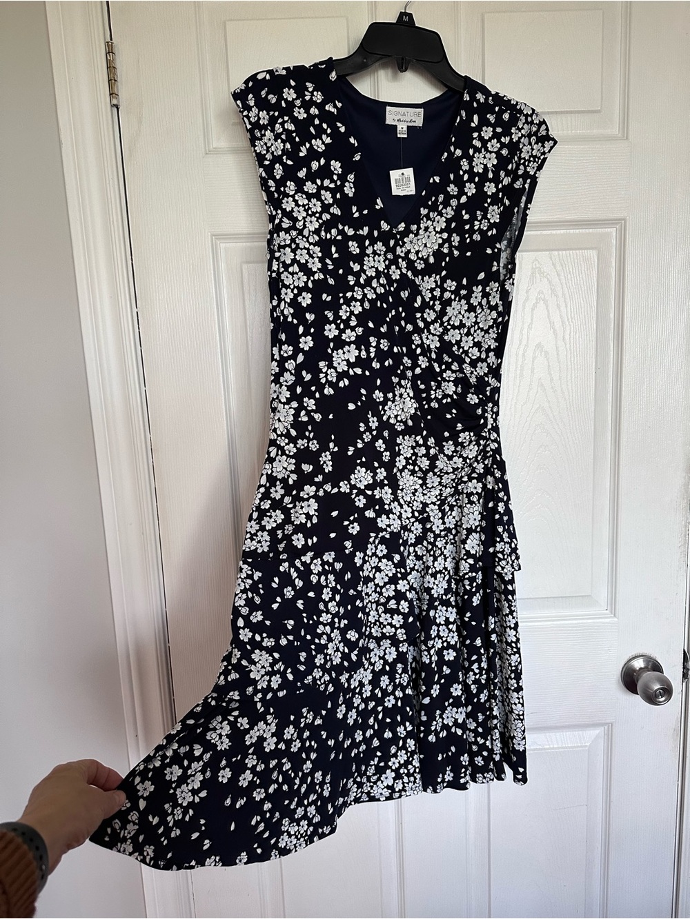 Navy blue and white dress